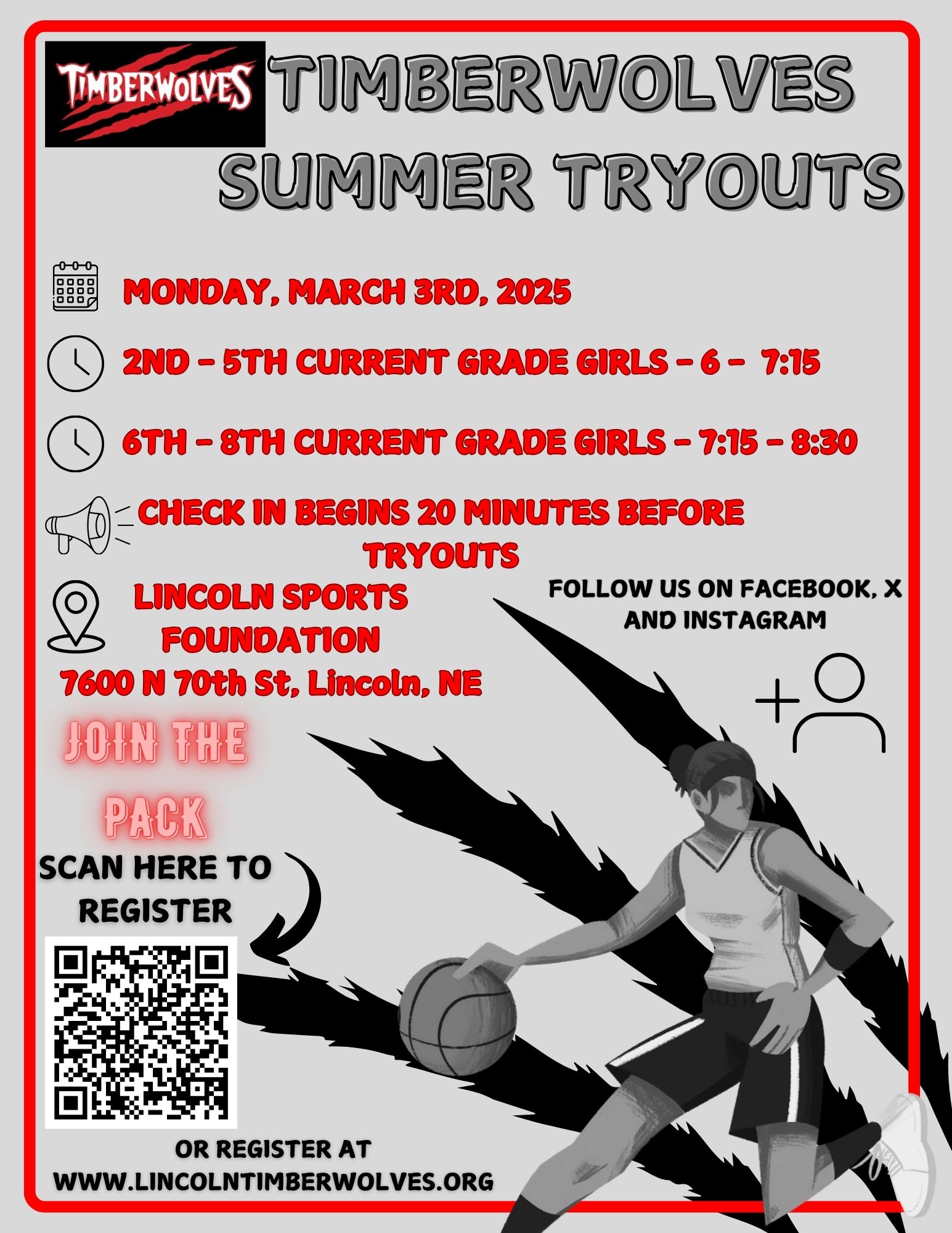 Beige Red Illustrated Basketball Tournament Flyer