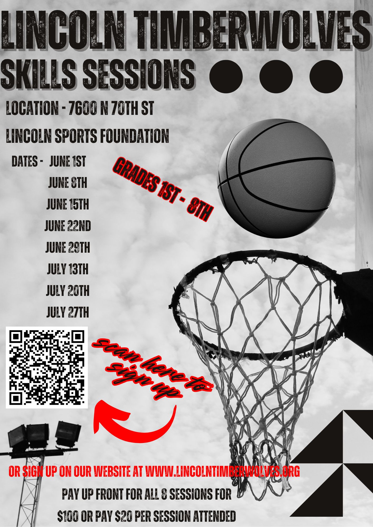 Black And Orange Illustrative Basketball Tournament Poster